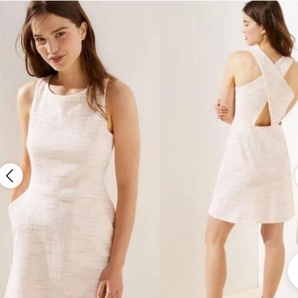 NWT, Loft Women's Sleeveless Criss Cross Back Pockets A-Line Dress, Size 0